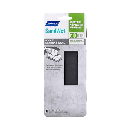 Norton Abrasives Norton SandWet 9 in. L X 3 in. W 600 Grit Silicon Carbide Sanding Sheet 6 pk 07660768531